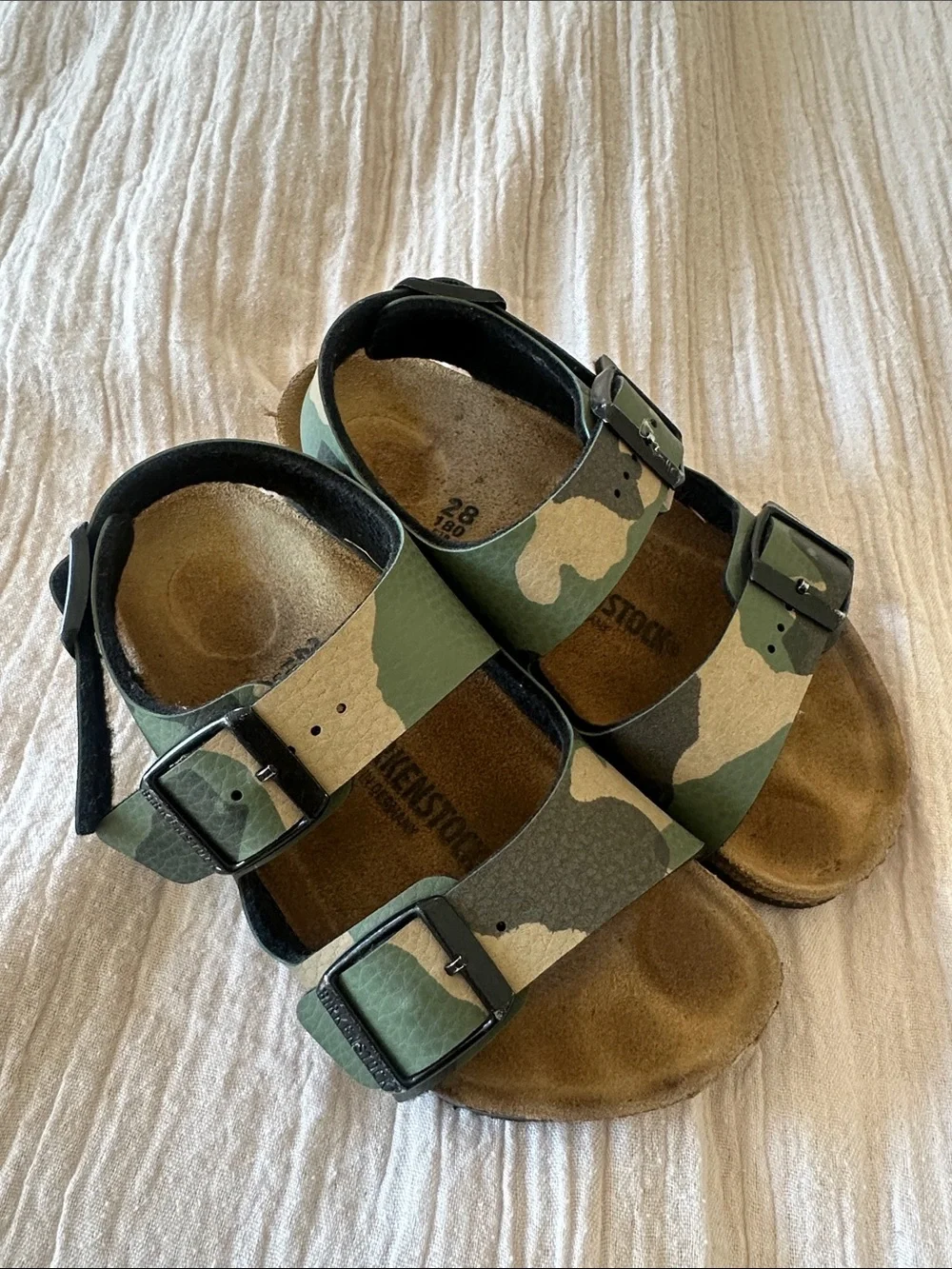 Birkenstock Kids Camouflage Double Buckle Sandals - Green, Tan, Black